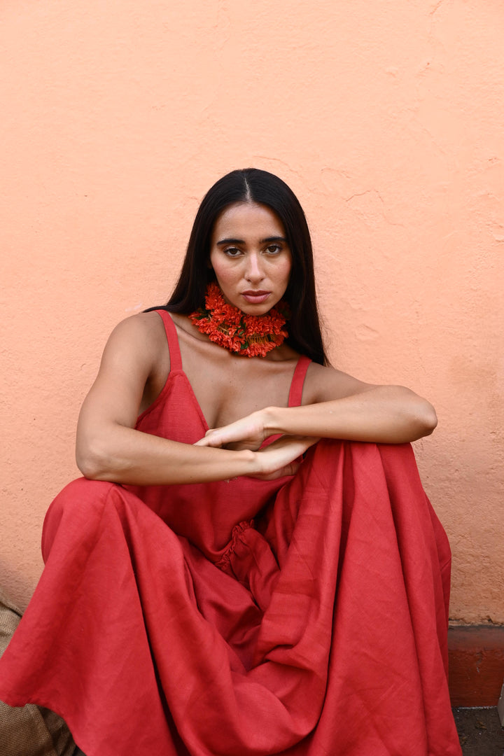 Limone Dress - Cherry Linen Blend