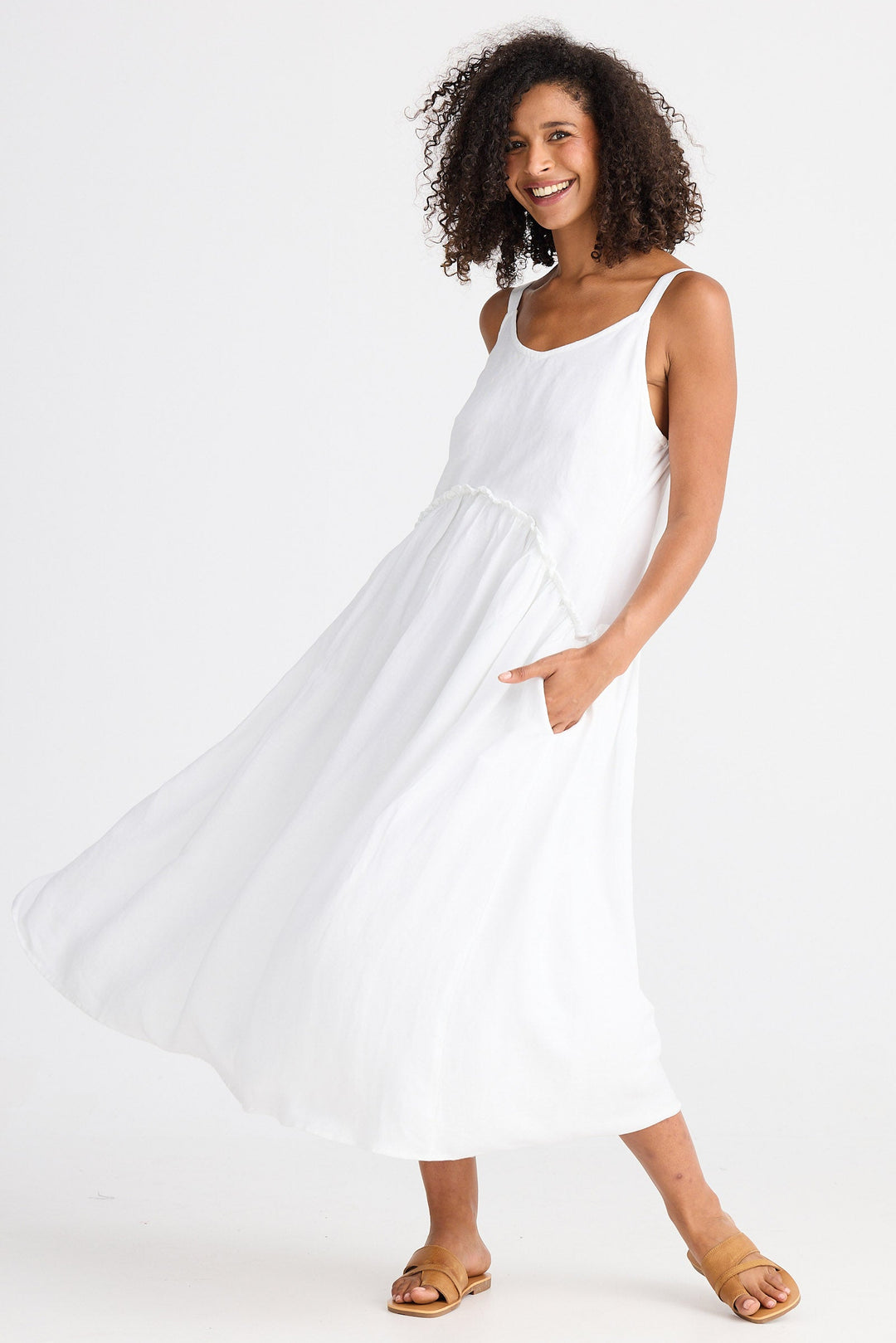 Limone Dress - White Linen Blend