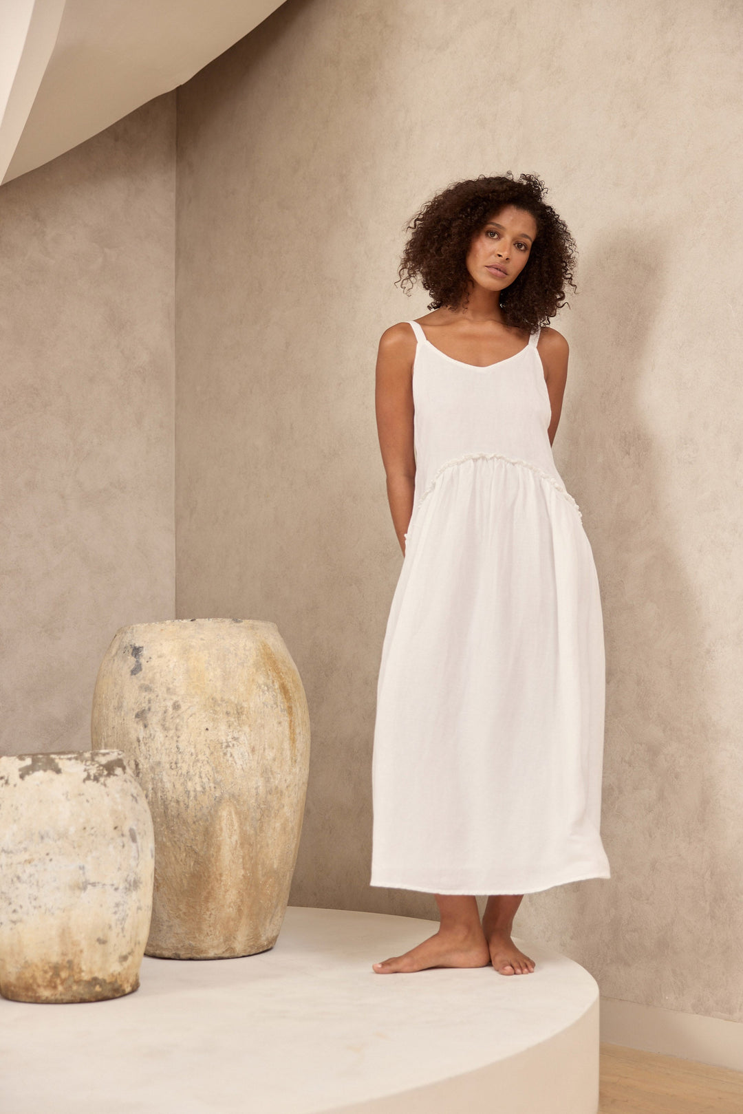 Limone Dress - White Linen Blend