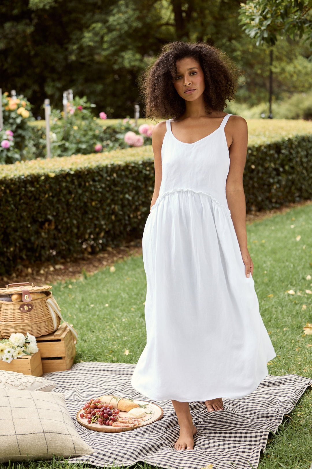 Limone Dress - White Linen Blend