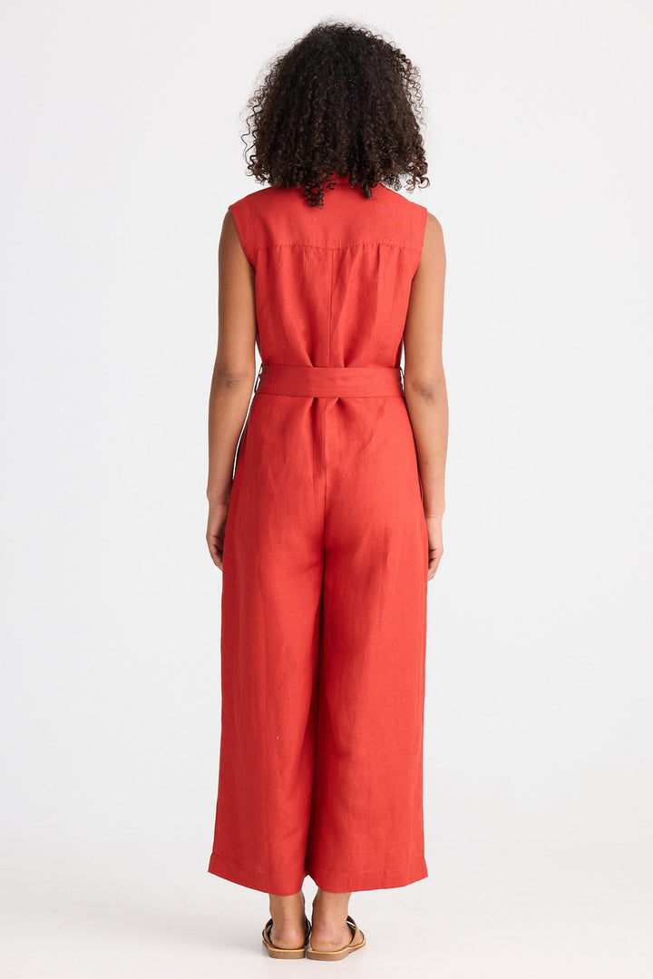 Isola Jumpsuit - Cherry Linen Blend