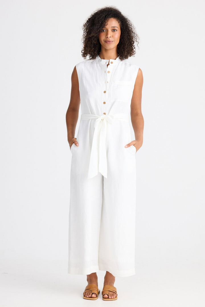 Isola Jumpsuit - White Linen Blend