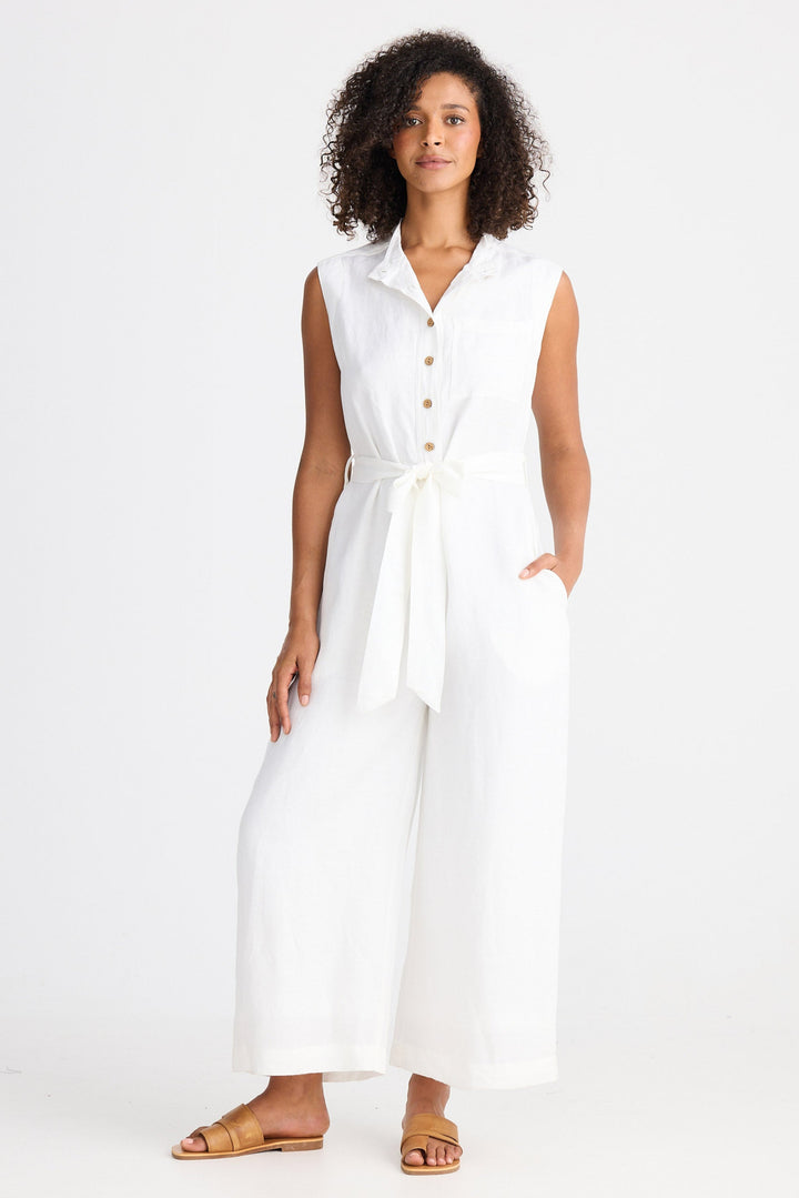 Isola Jumpsuit - White Linen Blend