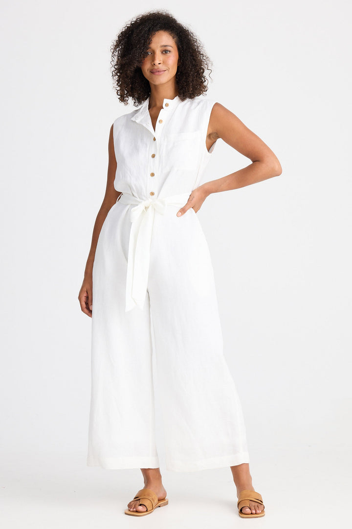 Isola Jumpsuit - White Linen Blend