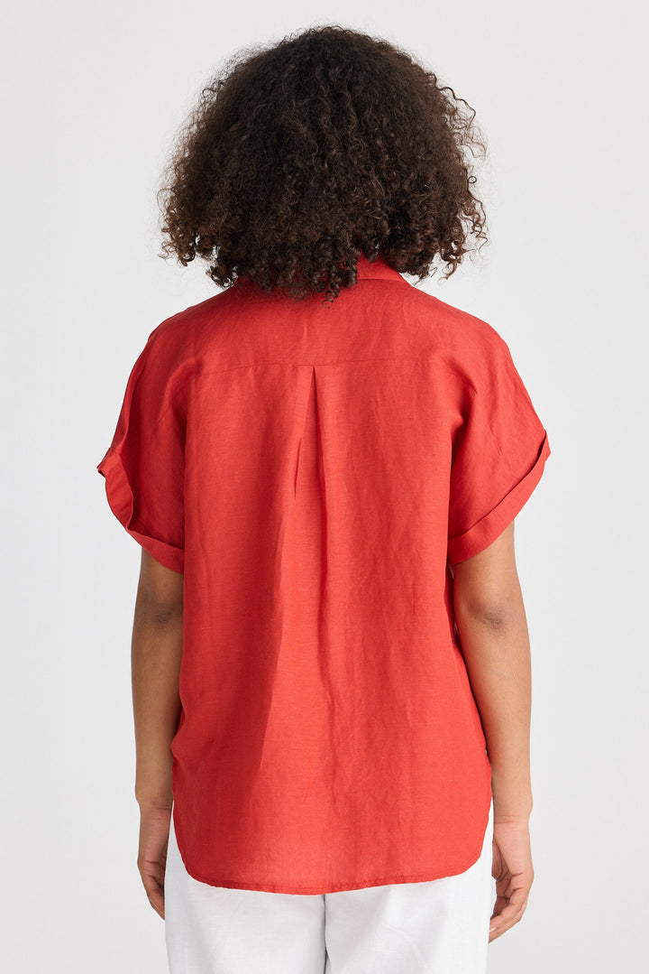 Dune Shirt - Cherry Linen Blend