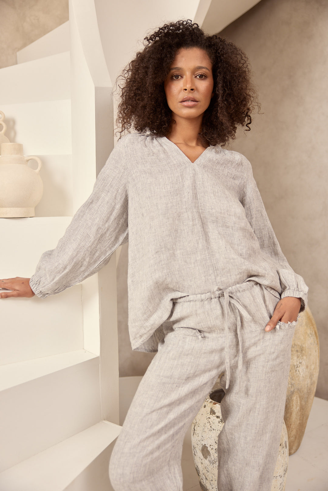 Ria Top - Charcoal Fleck