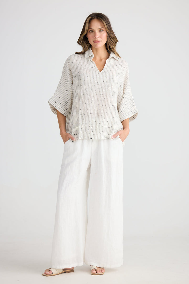 Positano Pant - White Linen