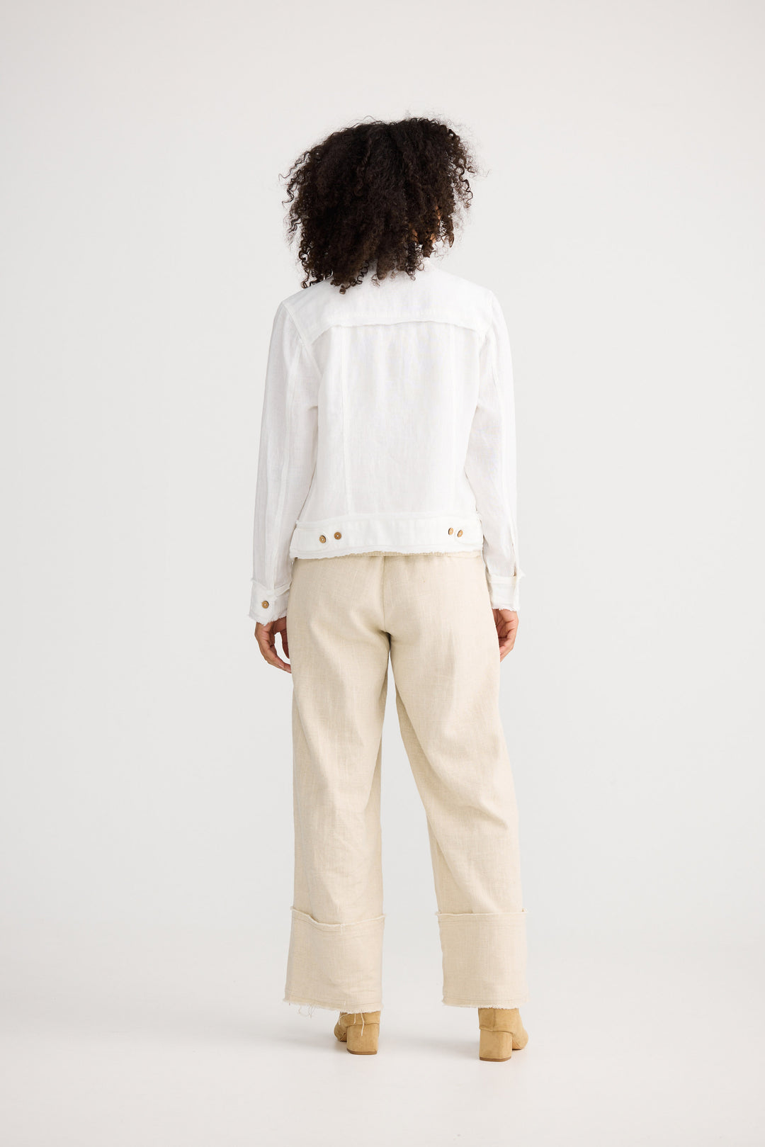 Monza Jacket in White Linen — additional view.