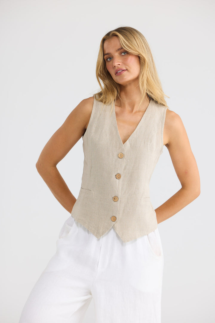 Britta Vest in Natural Linen — additional view 4.