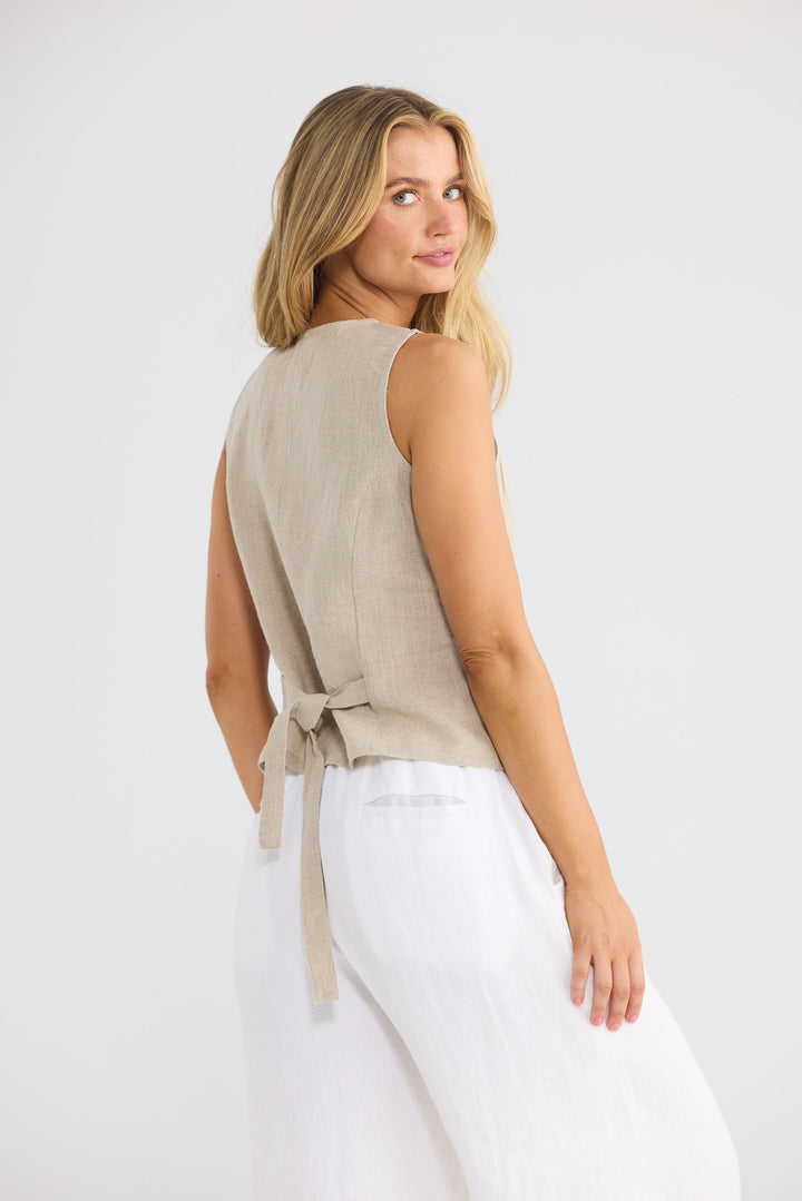 Britta Vest in Natural Linen — additional view 3.