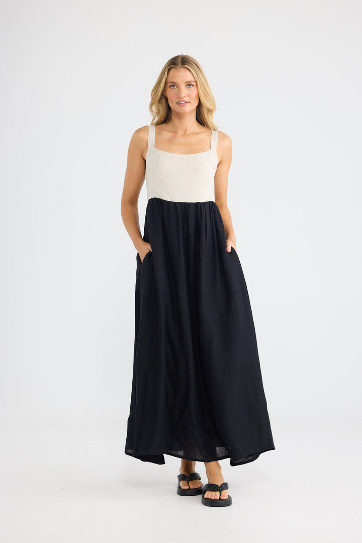 Britta Dress in Black with Natural — additional view 3.