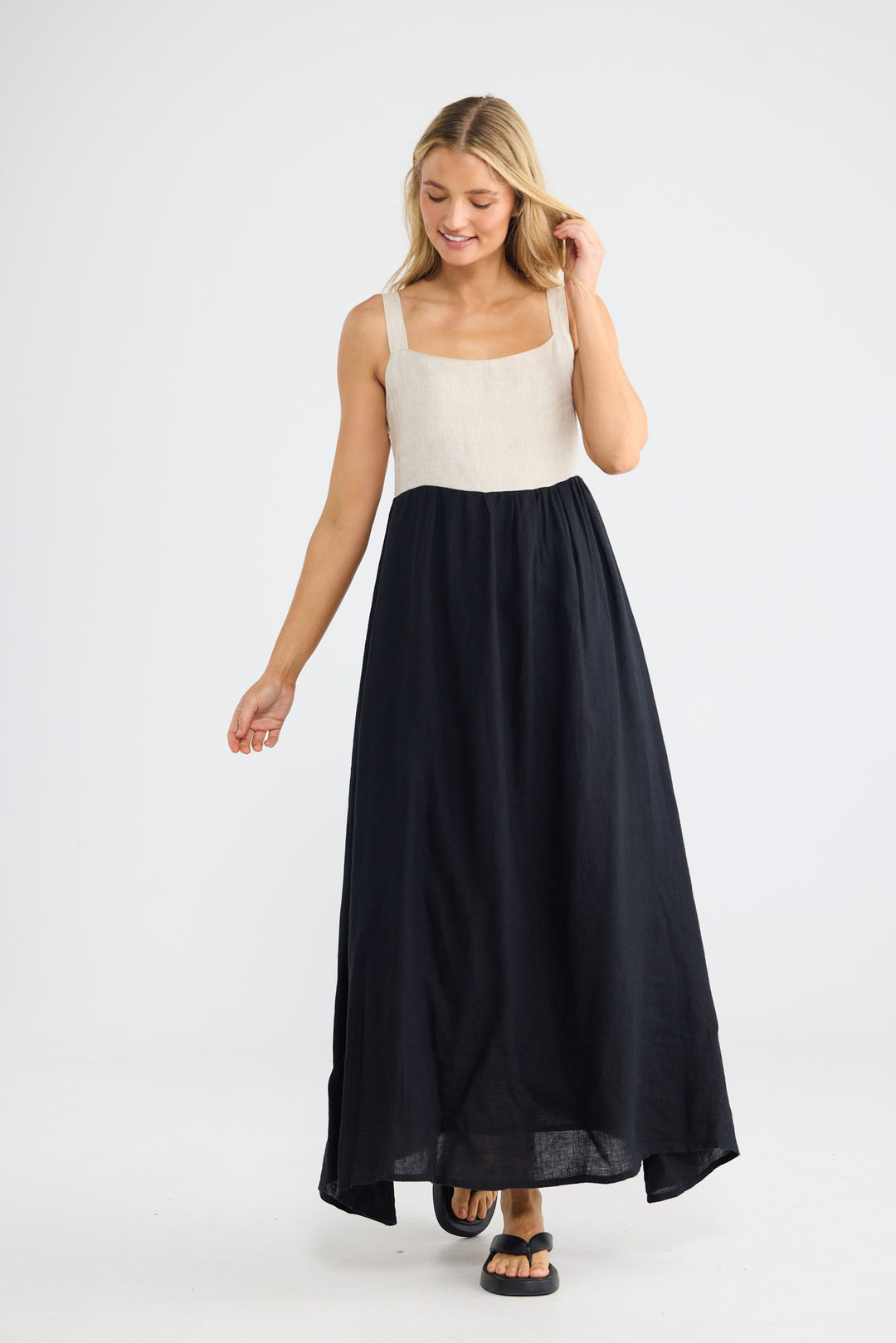Britta Dress in Black with Natural — additional view 2.