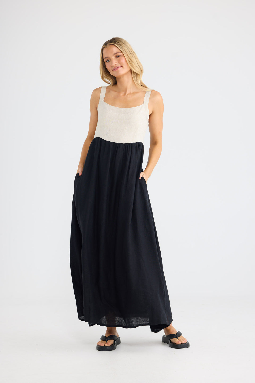 Britta Dress in Black with Natural — additional view.