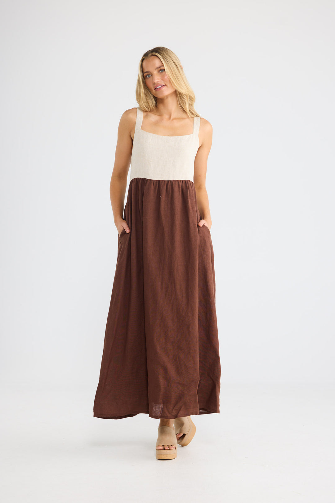 Britta Dress in Chocolate with Natural — additional view 3.