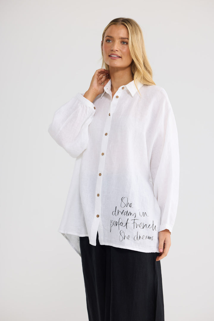 Milano Shirt in White Linen — additional view 3.