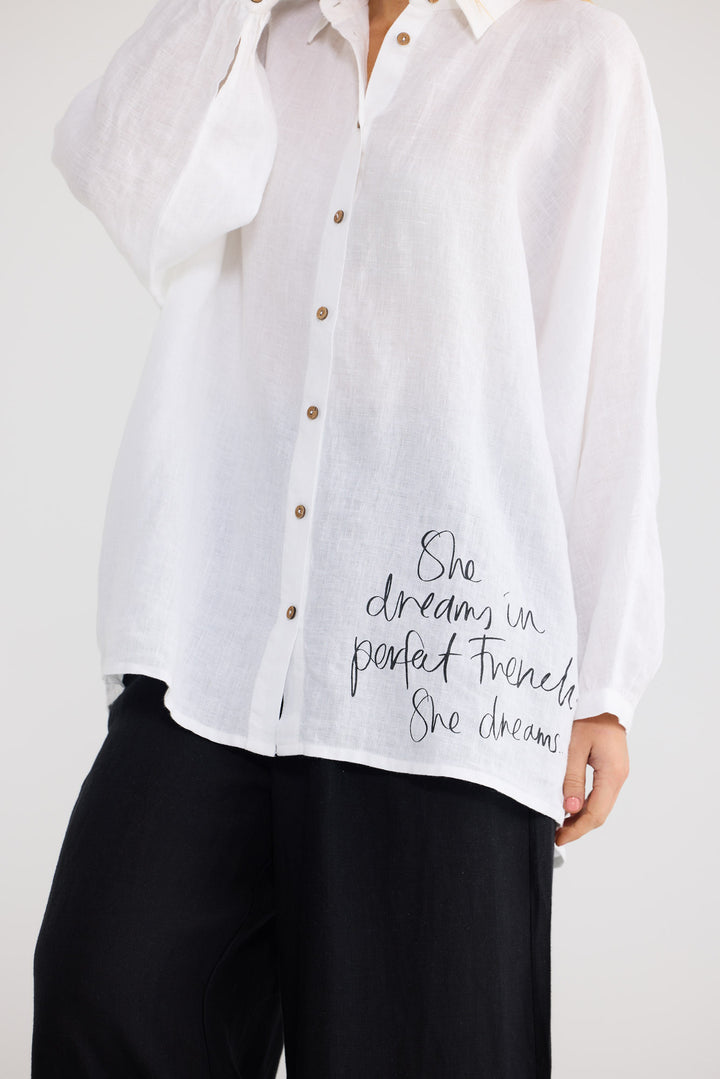 Milano Shirt in White Linen — additional view 2.