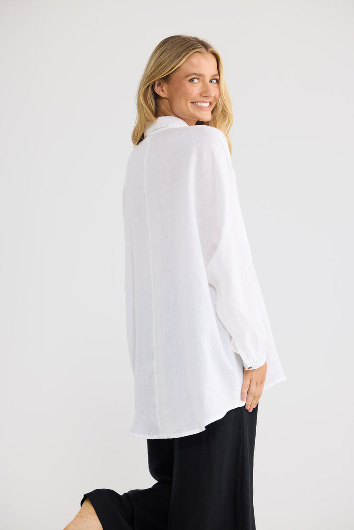 Milano Shirt in White Linen — additional view.