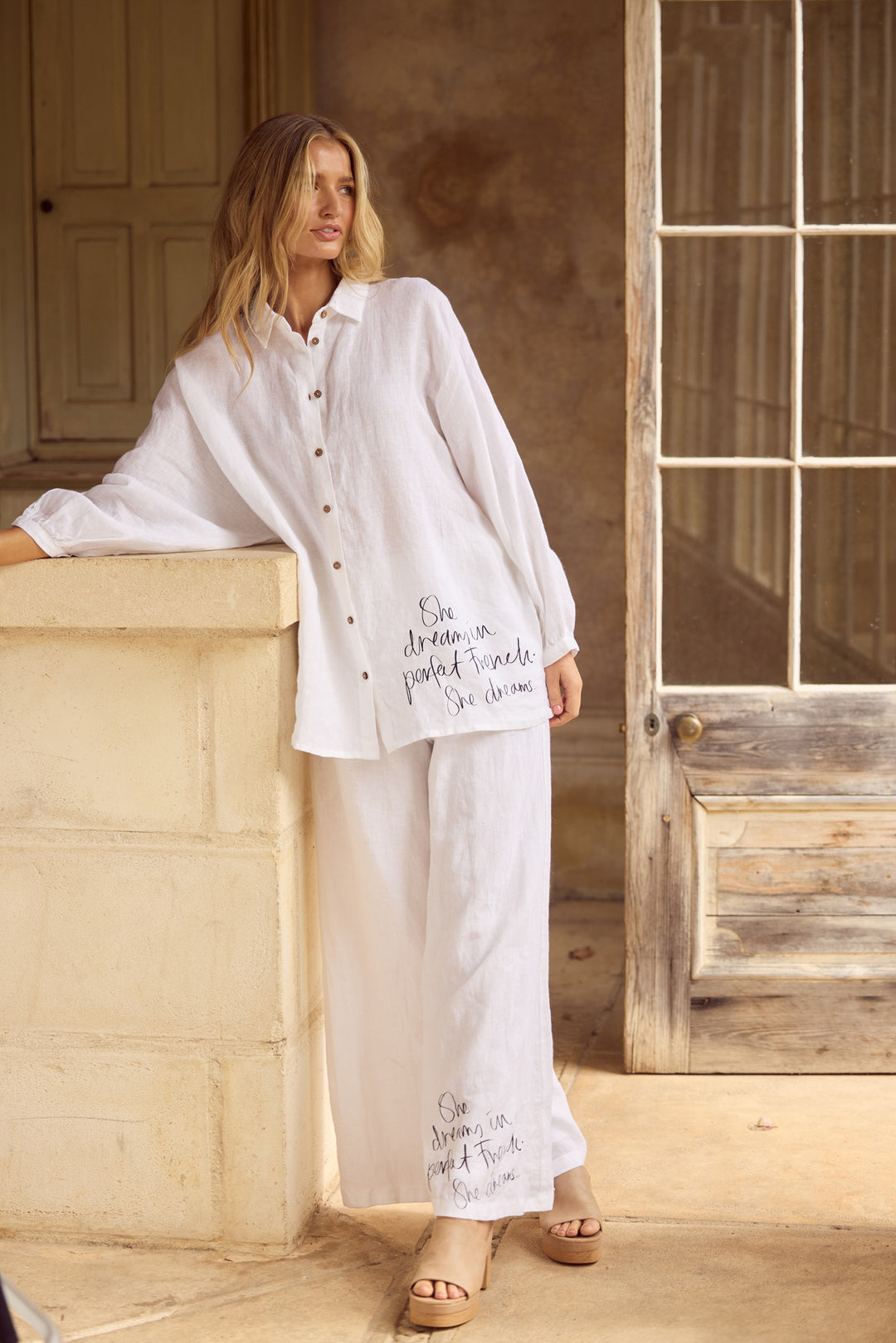 Milano Shirt in White Linen — additional view 5.