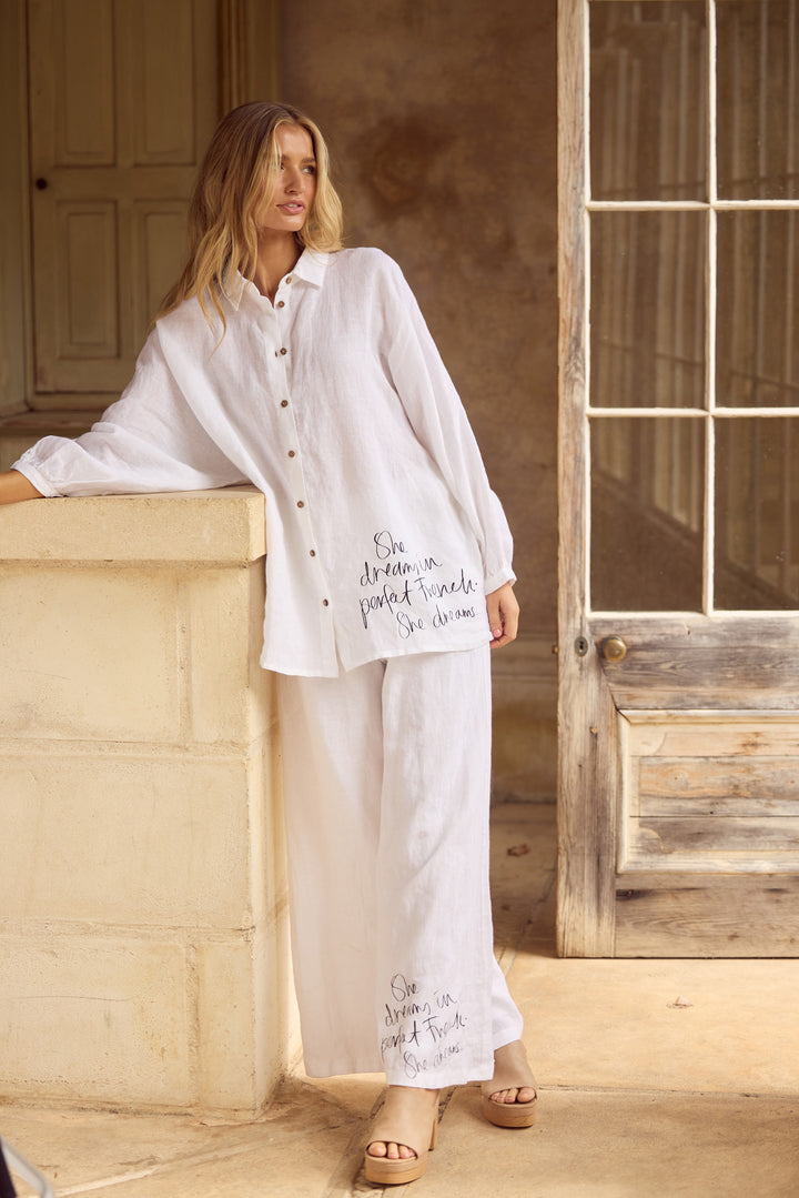 Milano Shirt in White Linen — additional view 5.