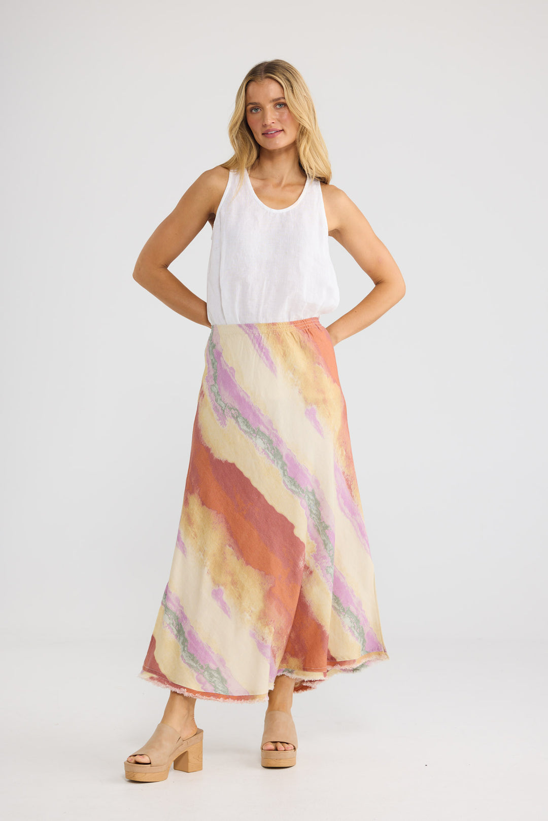 Sicily Skirt in Sand Dunes with a pull-on design.