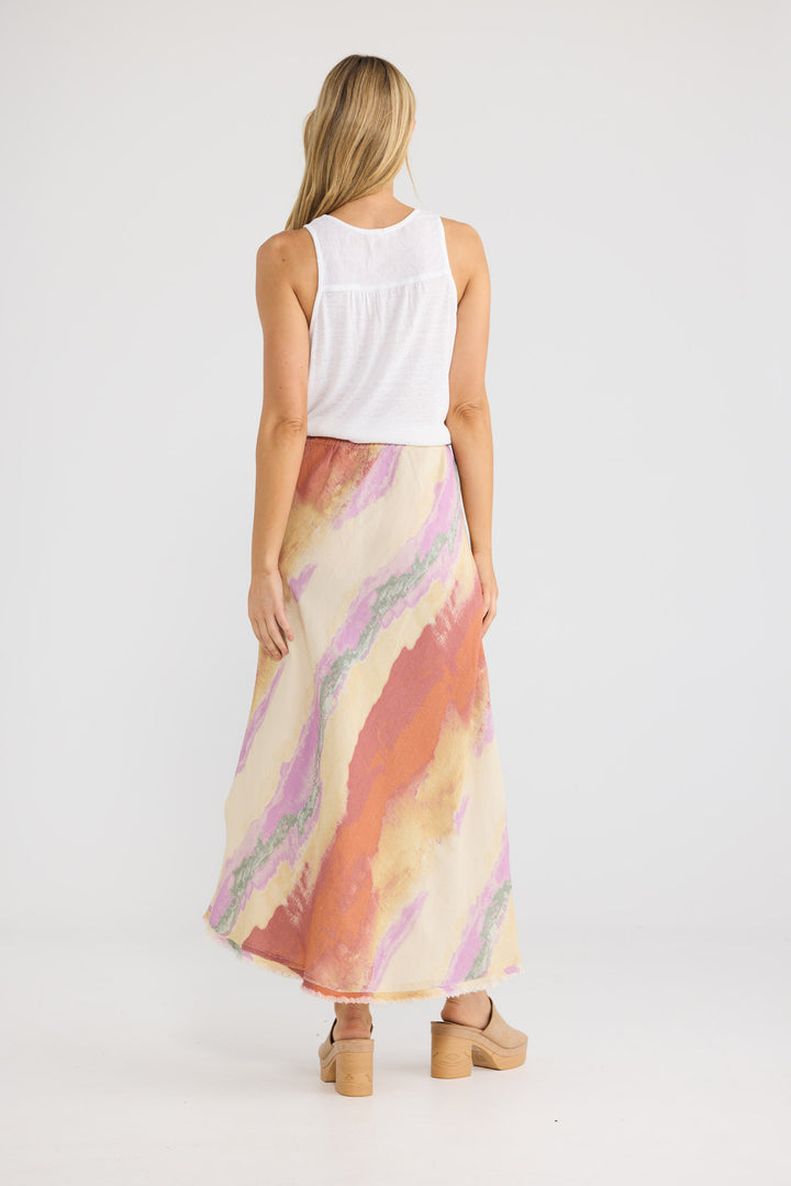 Sicily Skirt in Sand Dunes with an elasticated waistband.