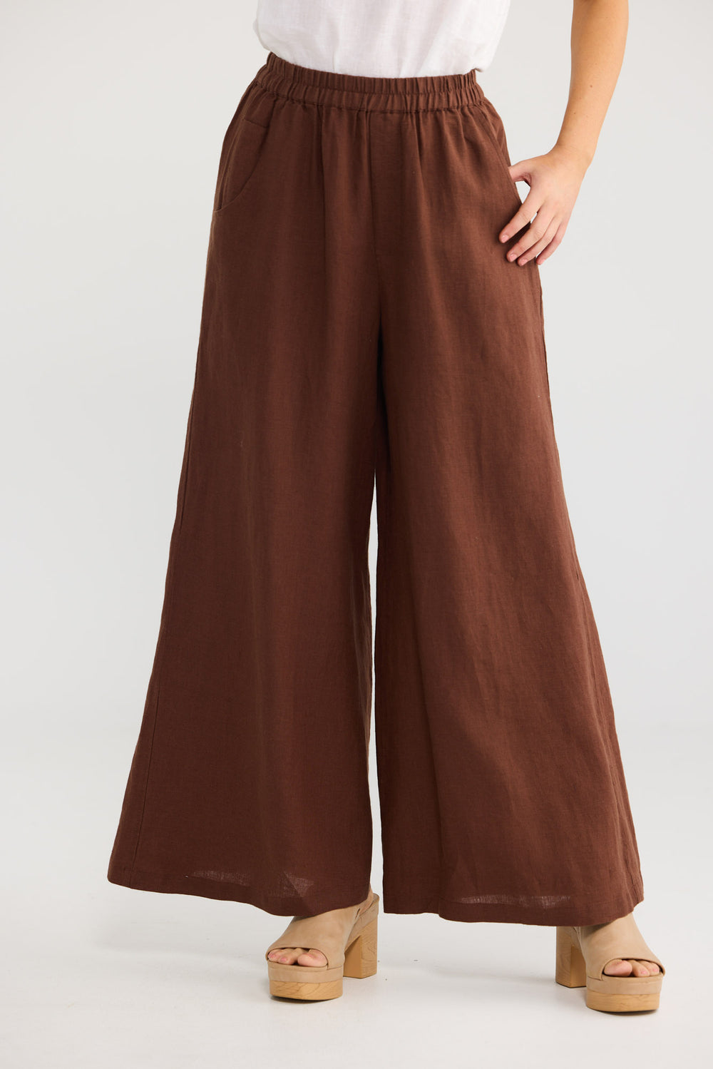 Positano Pants in Chocolate Linen — additional view.