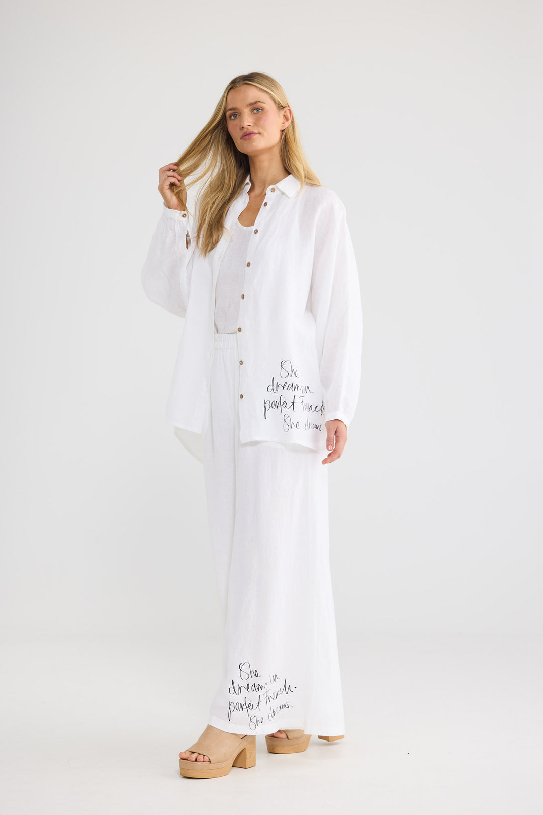 Positano Pants in White Linen — additional view 2.
