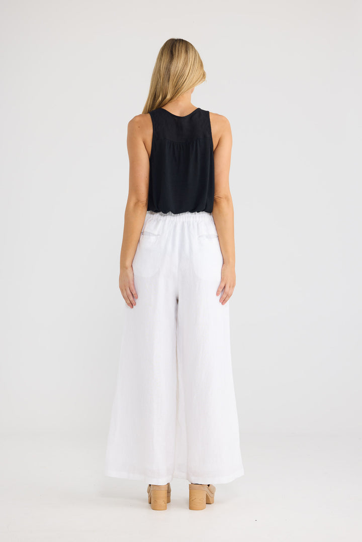 Positano Pants in White Linen — additional view.