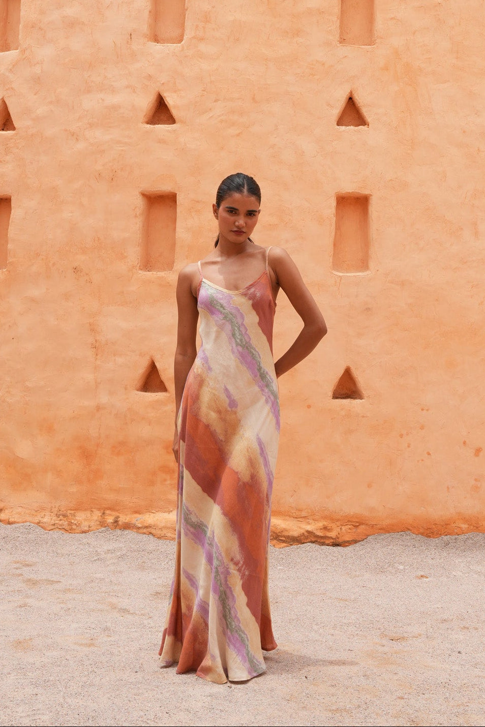 Coco Bias Dress in Sand Dunes — additional view 5.