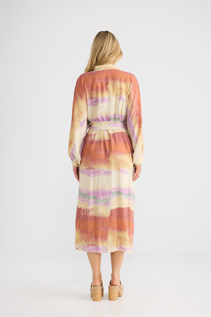 Milano Shirt Dress in Sand Dunes with a button-through front closure.