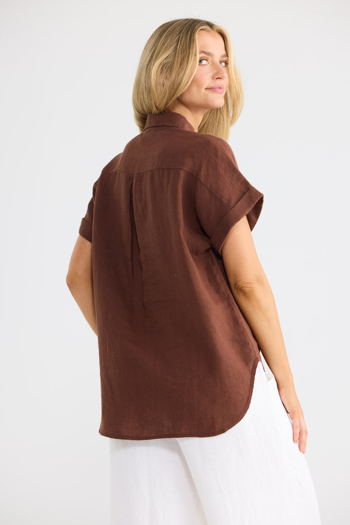 Dune Shirt in Chocolate Linen — additional view.