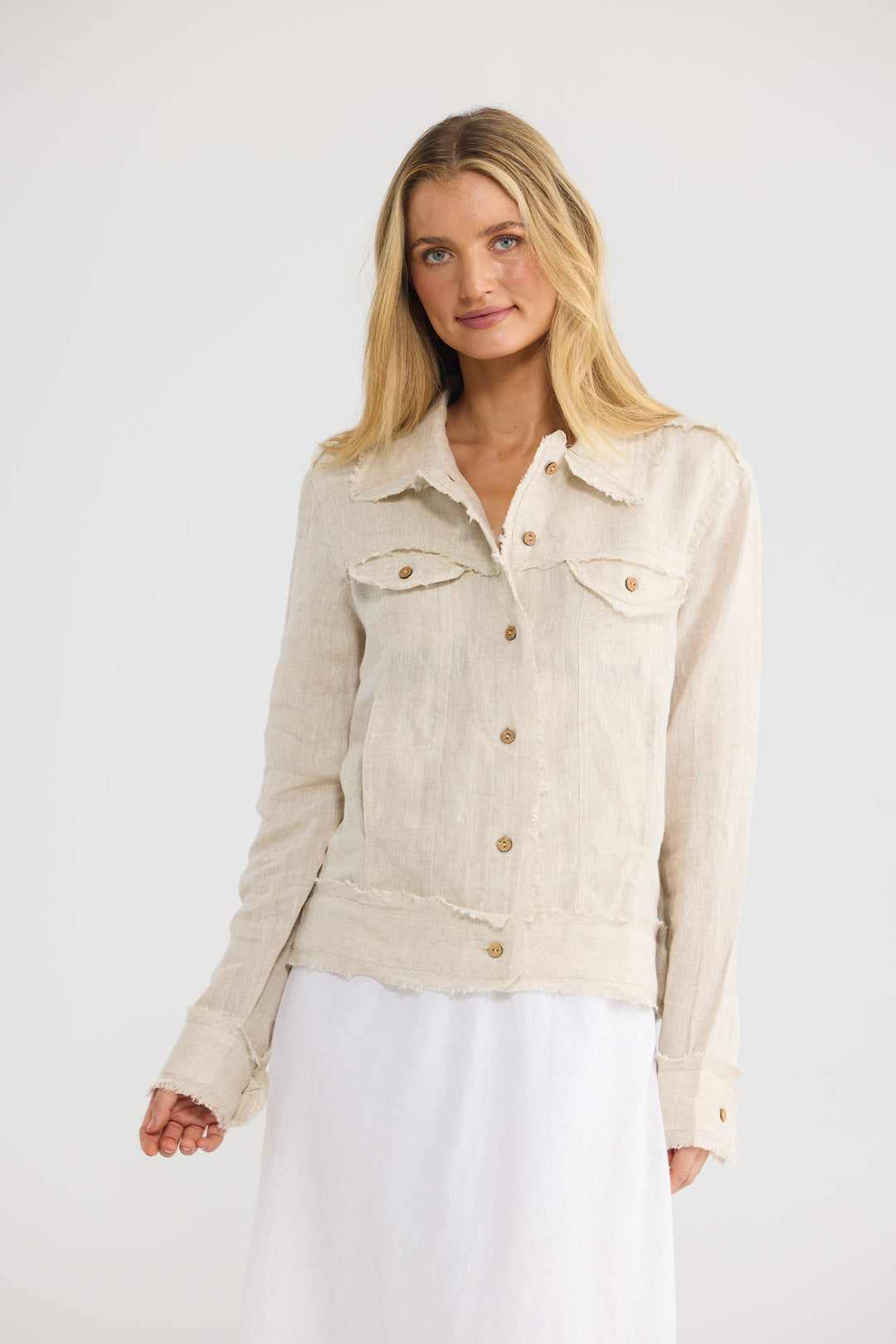 Monza Jacket in Natural Linen — additional view.