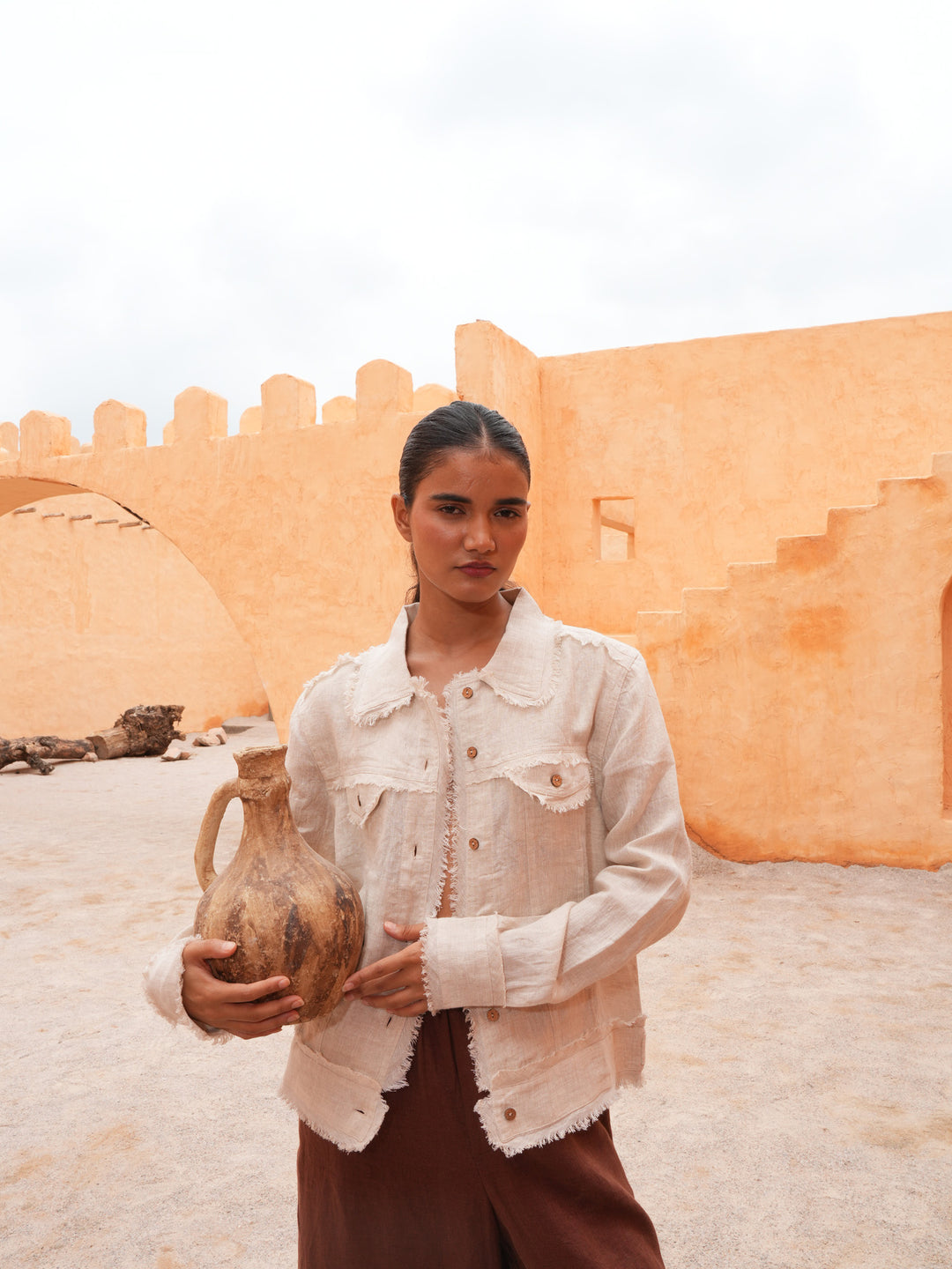Monza Jacket in Natural Linen — additional view 6.