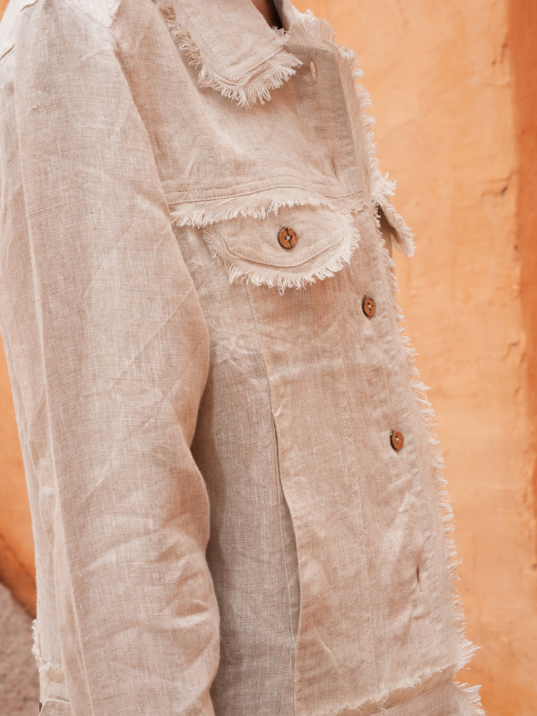Monza Jacket in Natural Linen — additional view 7.
