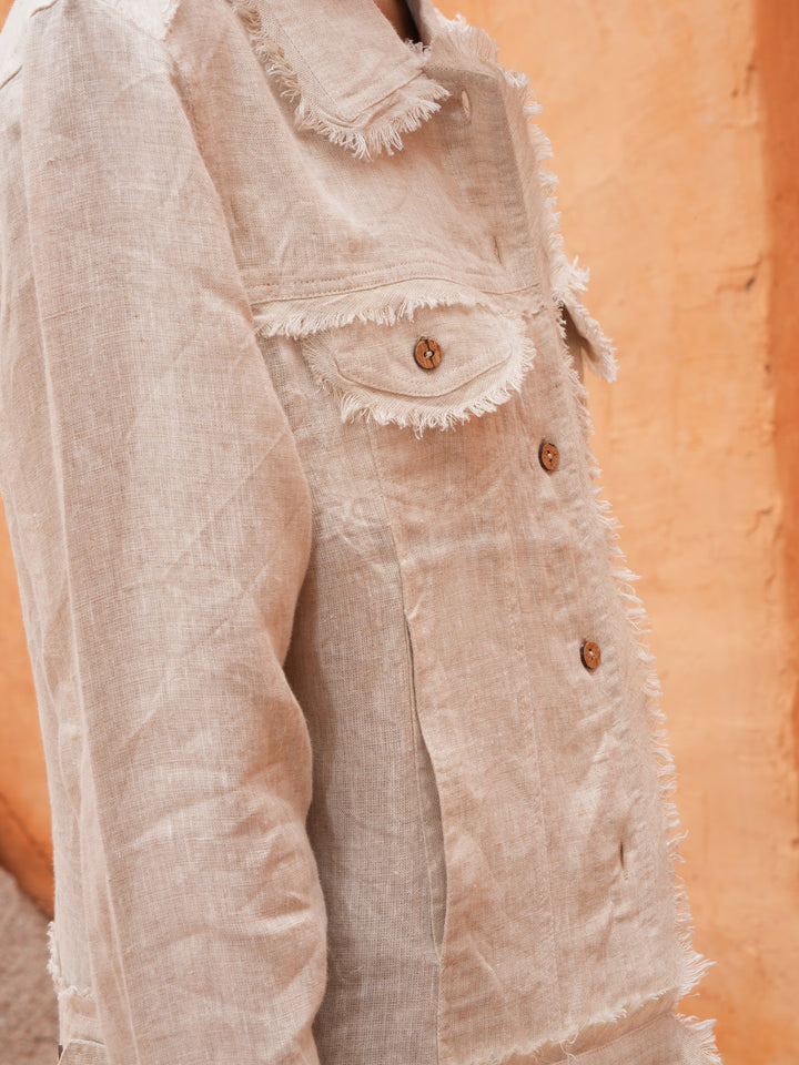 Monza Jacket in Natural Linen — additional view 7.
