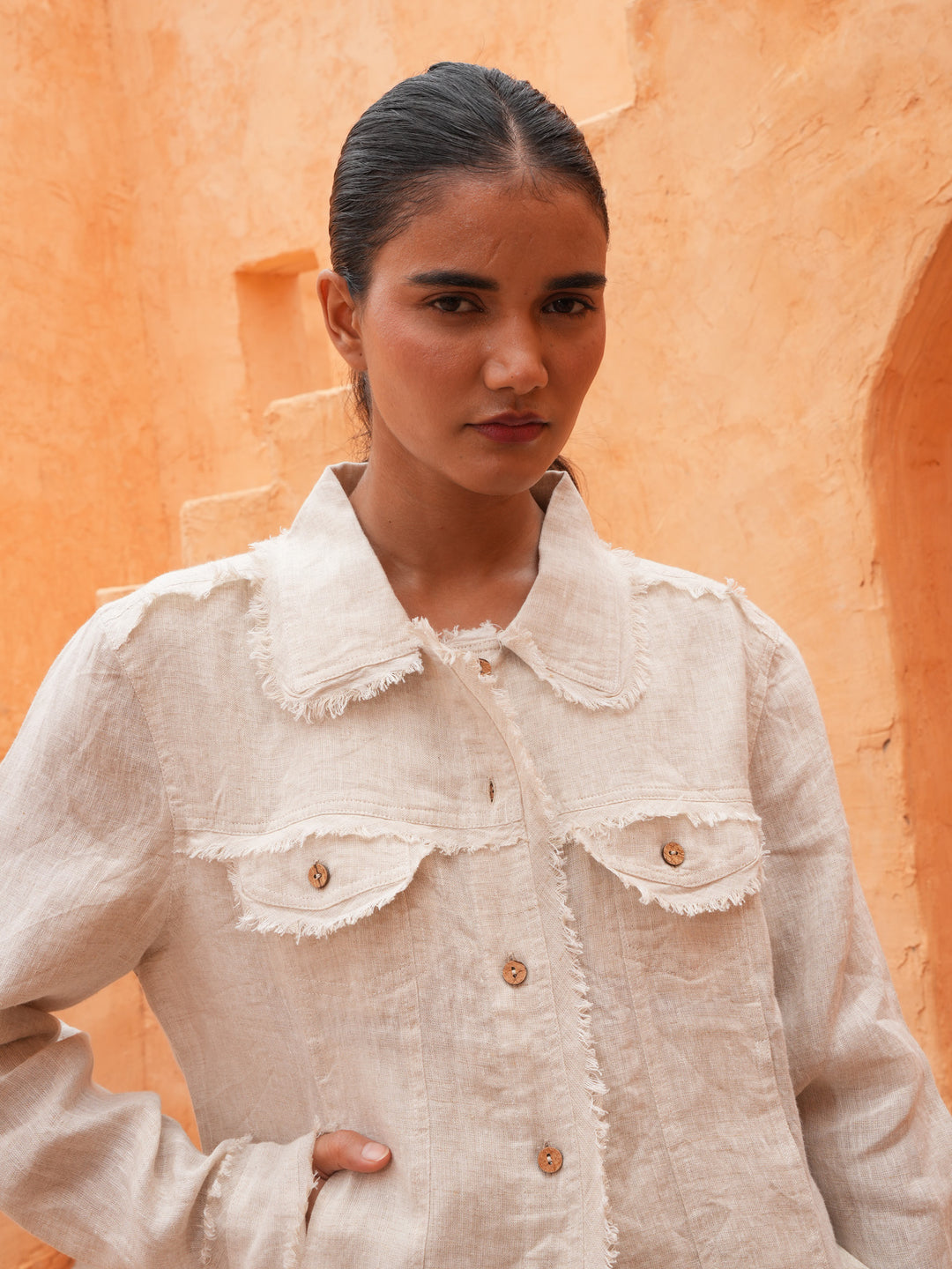 Monza Jacket in Natural Linen — additional view 9.