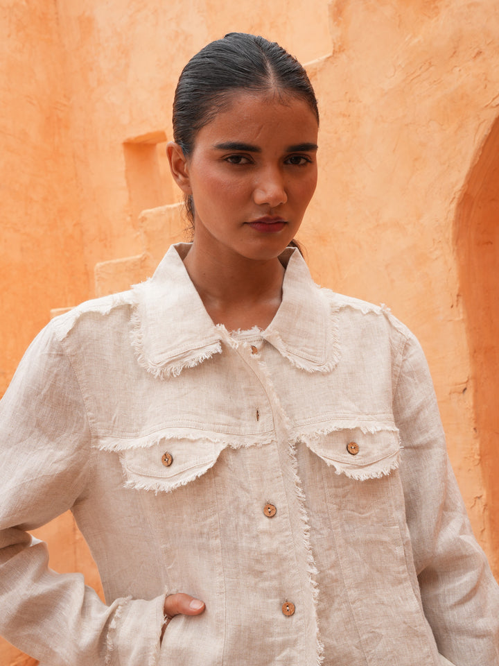 Monza Jacket in Natural Linen — additional view 9.