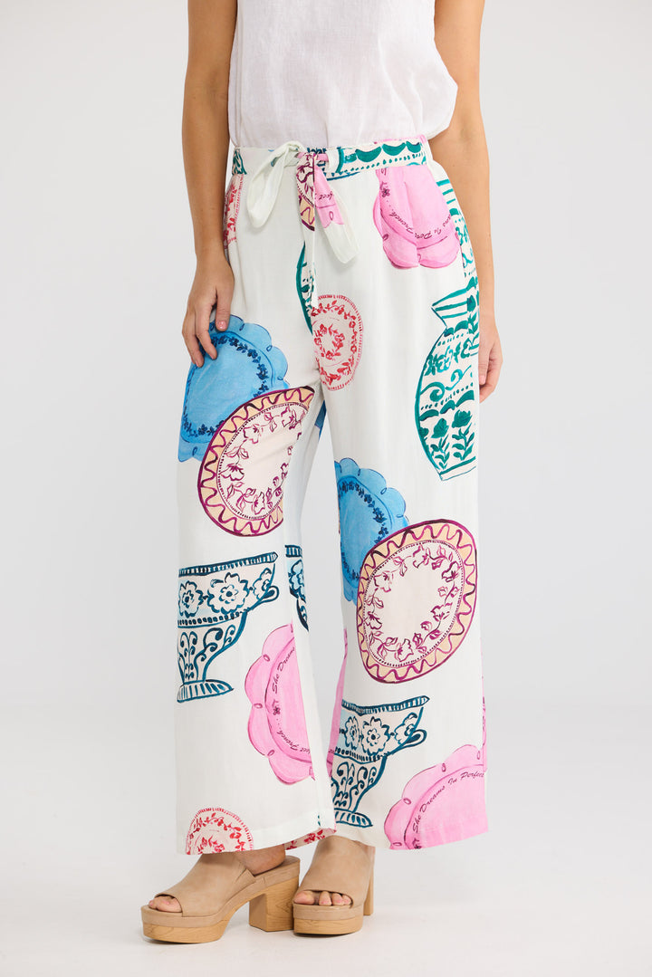 Dickens Pant in Perfect French with a waist tie at front.
