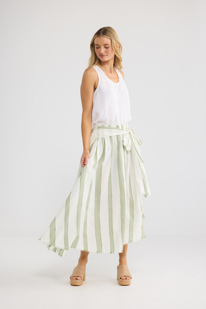 The Edit Skirt in Sage Shadow Stripe — additional view 4.