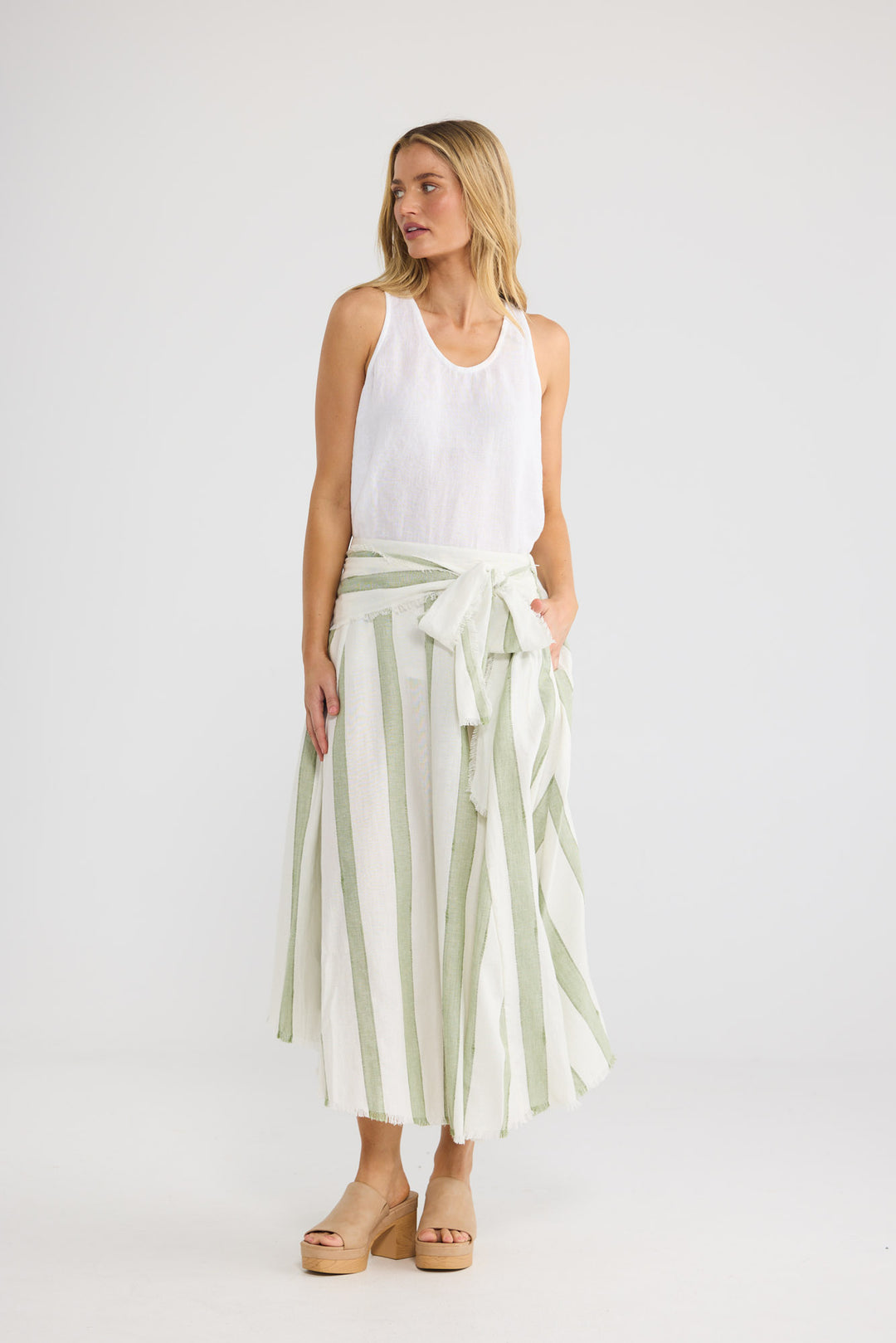 The Edit Skirt in Sage Shadow Stripe — additional view 2.
