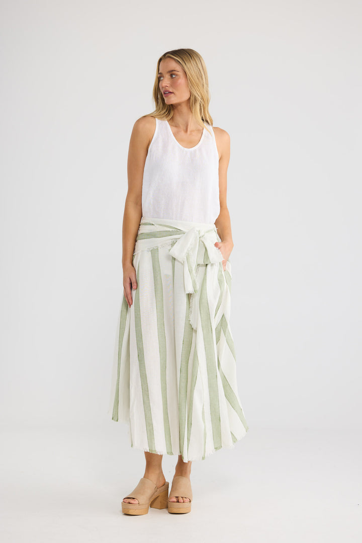 The Edit Skirt in Sage Shadow Stripe — additional view 2.