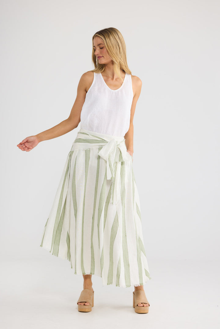 The Edit Skirt in Sage Shadow Stripe — additional view.