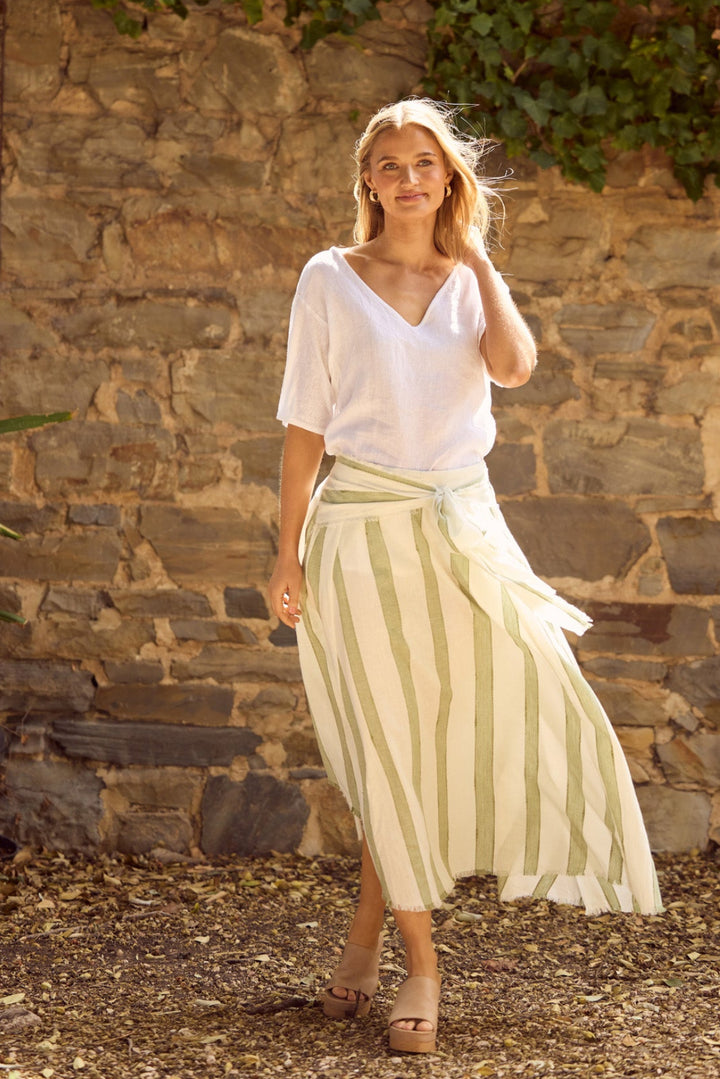 The Edit Skirt in Sage Shadow Stripe — additional view 9.