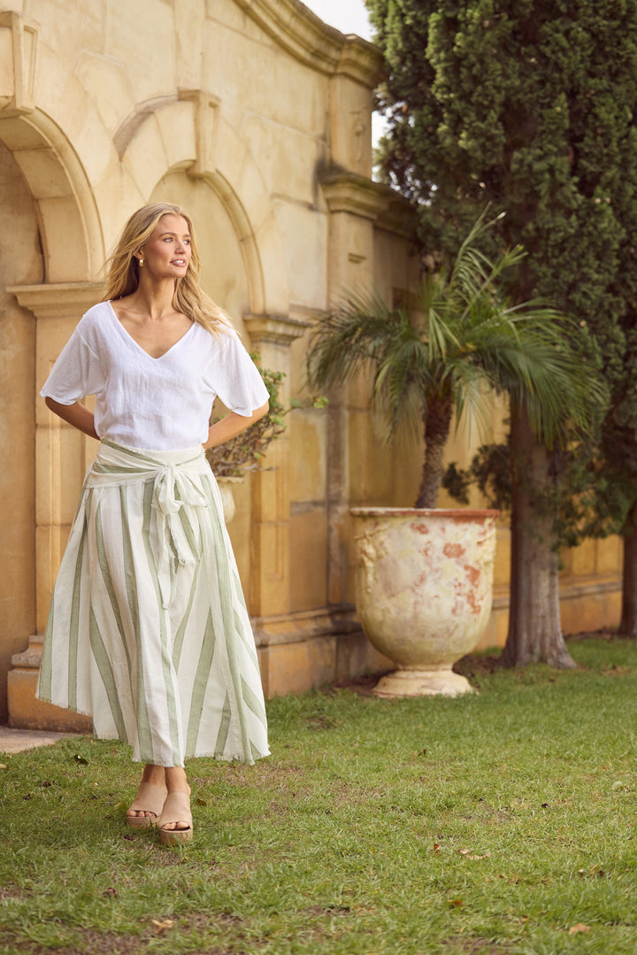 The Edit Skirt in Sage Shadow Stripe — additional view 7.