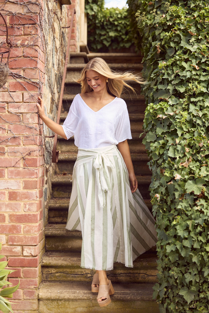 The Edit Skirt in Sage Shadow Stripe — additional view 6.