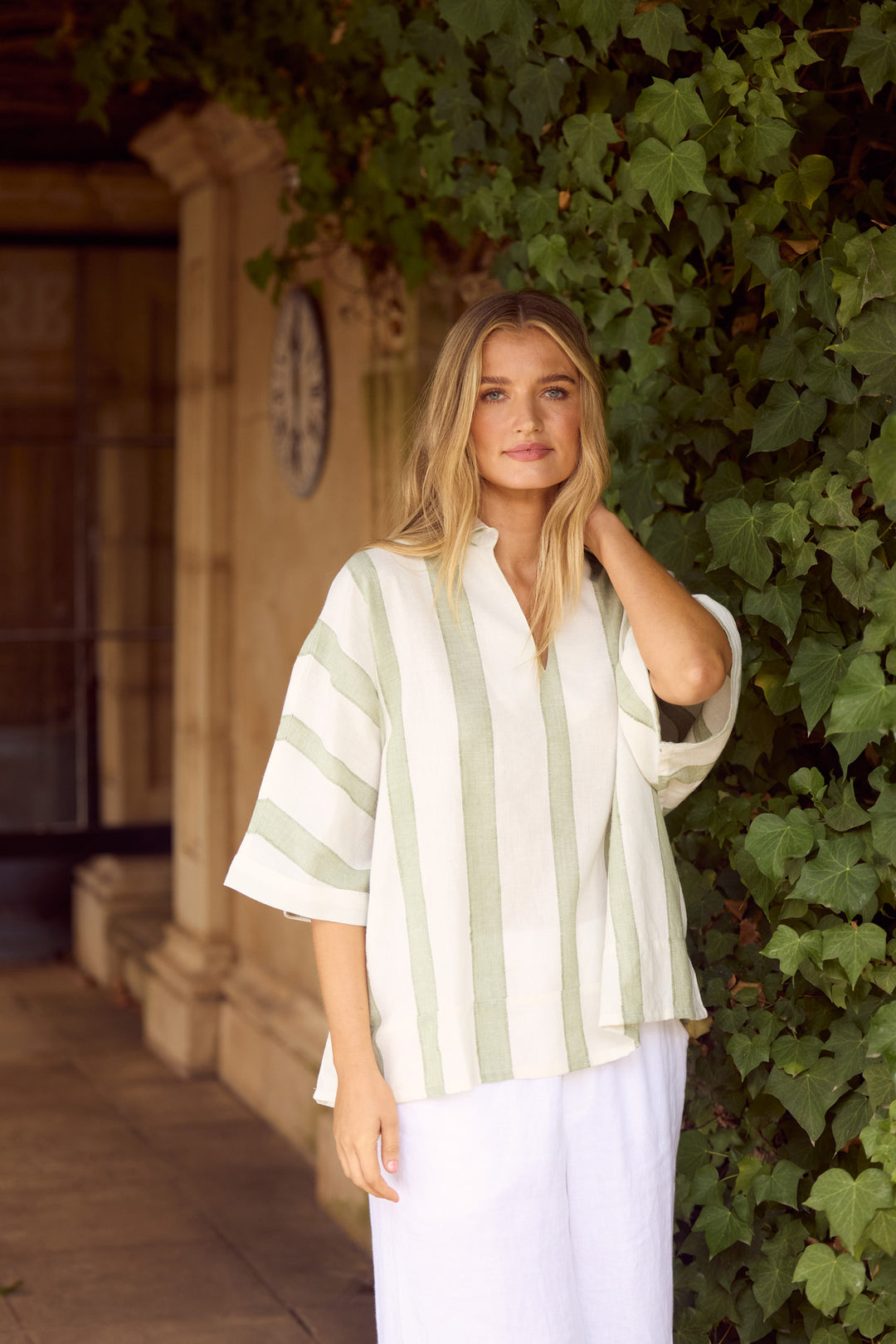 Wander Top in Sage Shadow Stripe — additional view 5.