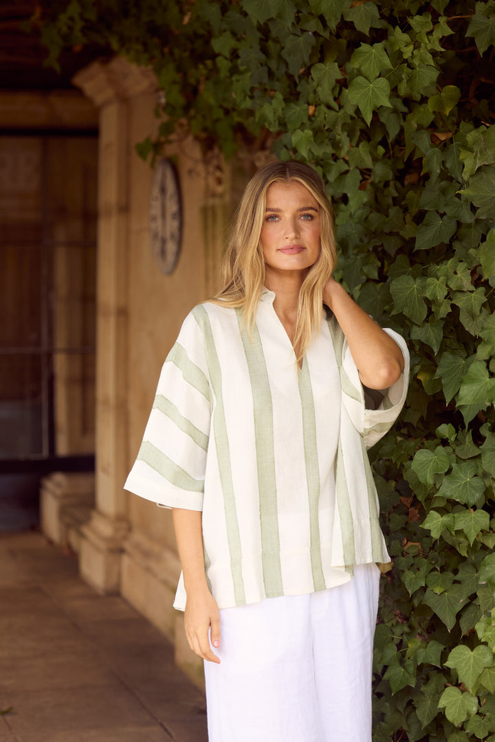 Wander Top in Sage Shadow Stripe — additional view 5.