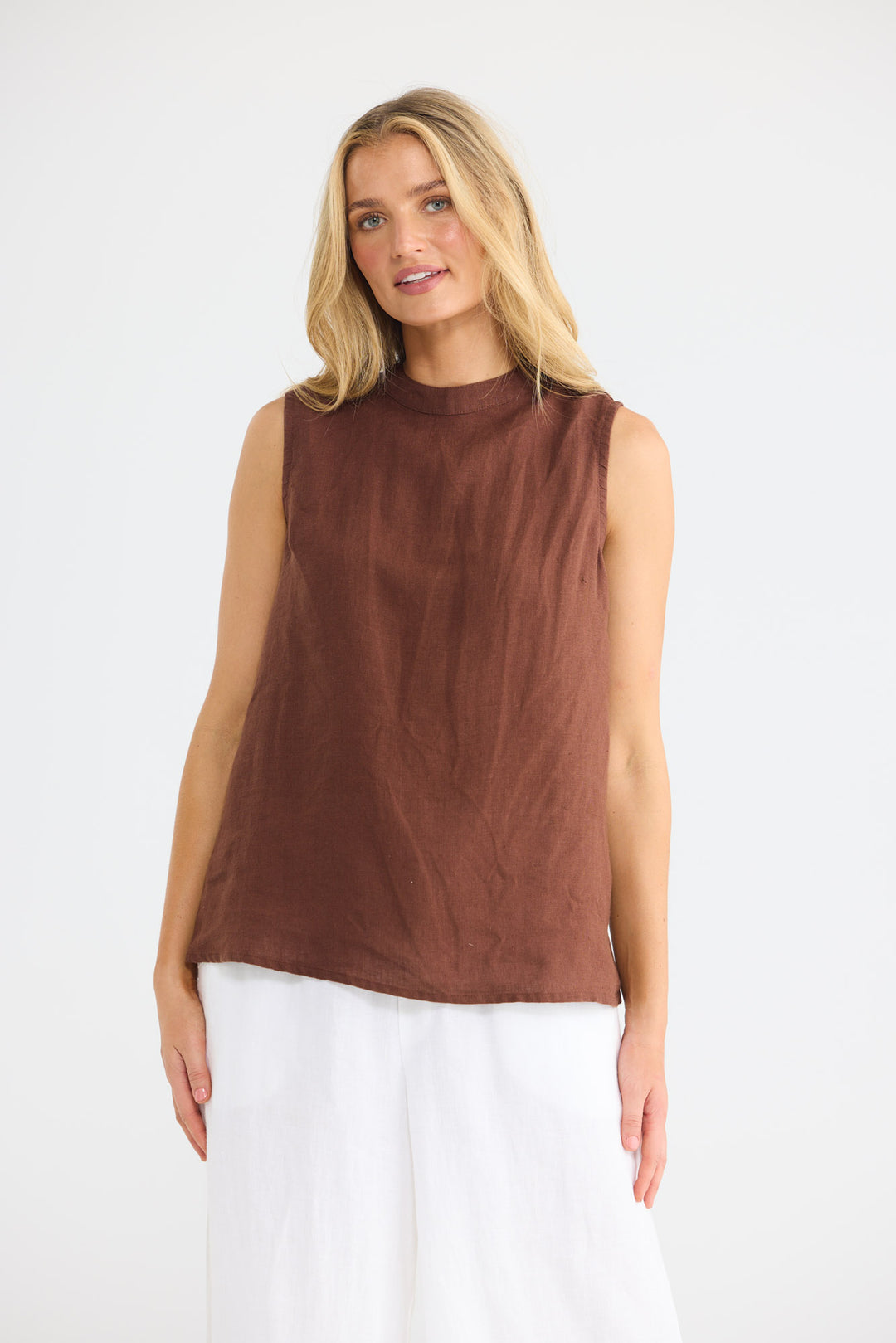 Adel Top in Chocolate Linen — additional view.