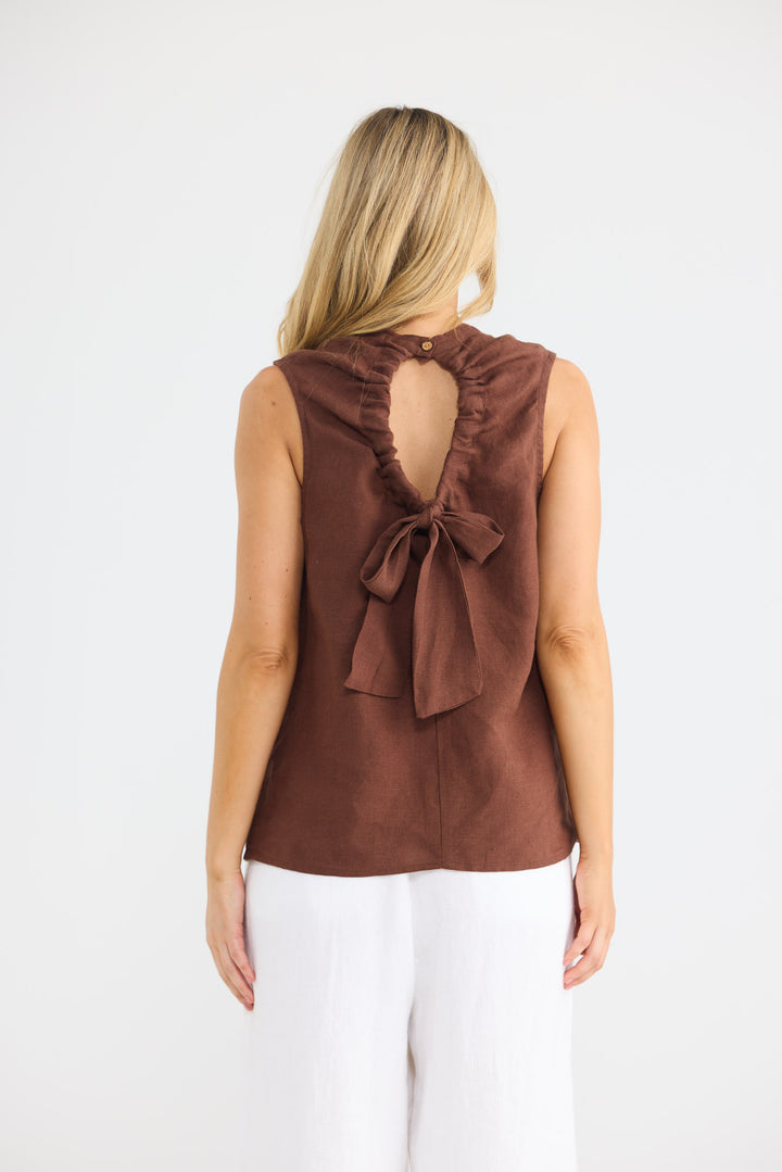 Adel Top in Chocolate Linen — additional view 2.