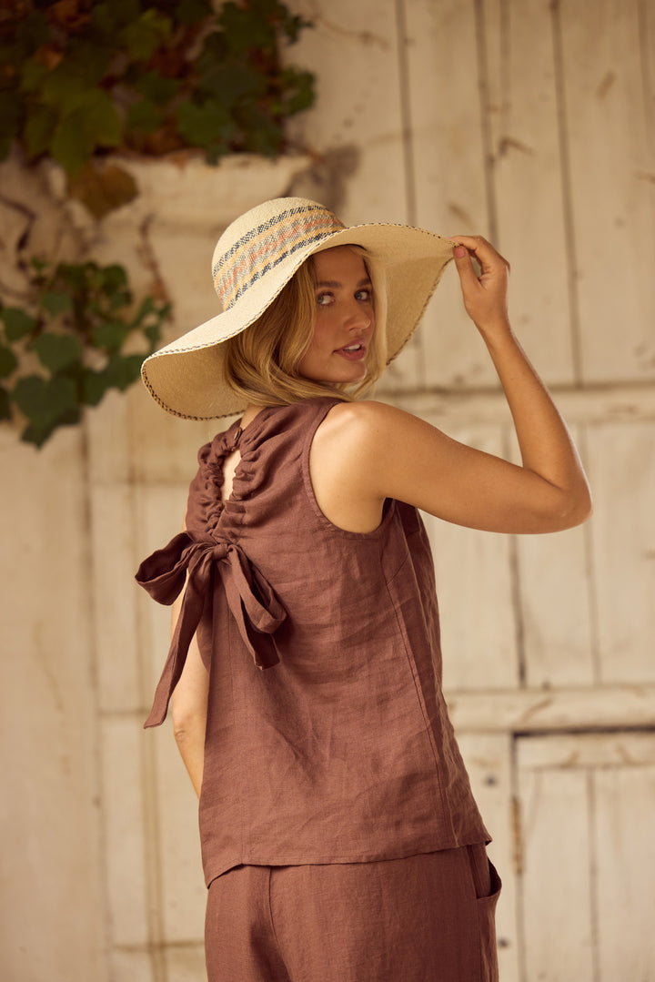 Adel Top in Chocolate Linen — additional view 4.